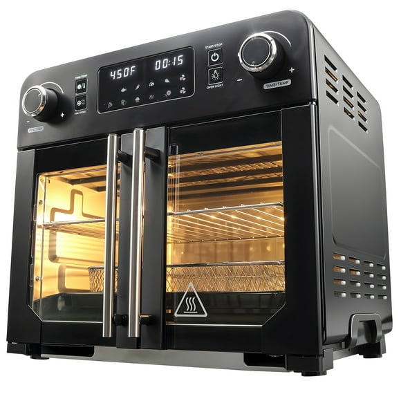 Elite Gourmet French Door 23 L Air Fryer Oven, Black - Programmable