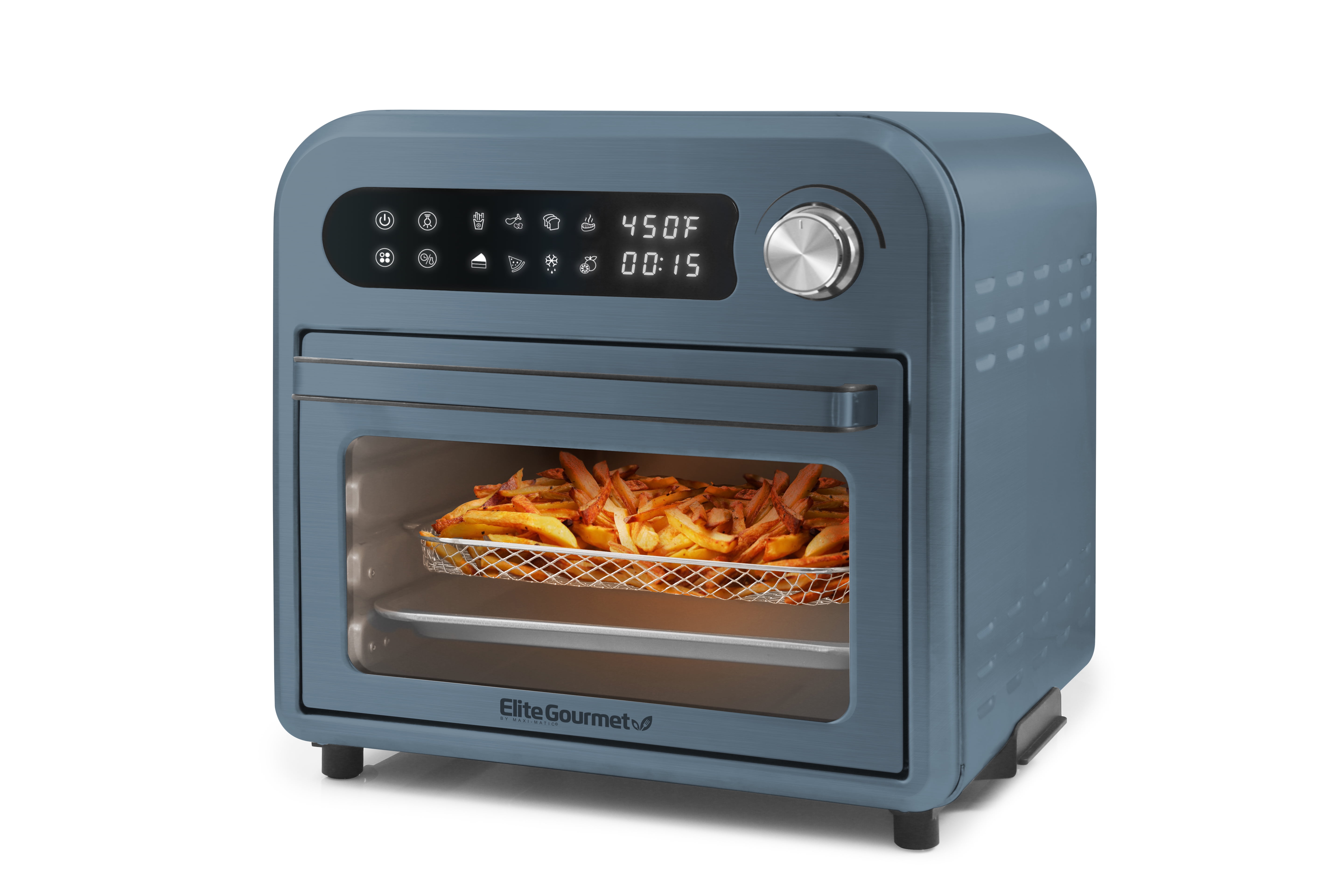 Elite Gourmet Infinite-Use Air Fryer Oven, Slate Blue, 10 L