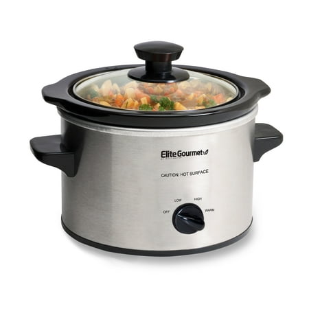 Elite Gourmet - 1.5Qt. Mini Slow Cooker - Stainless Steel