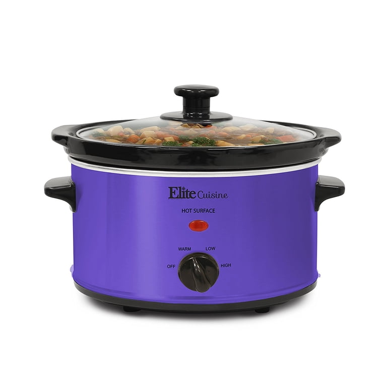 Elite Gourmet Electric MST-275XP 2 Quart Oval Slow Cooker, Purple