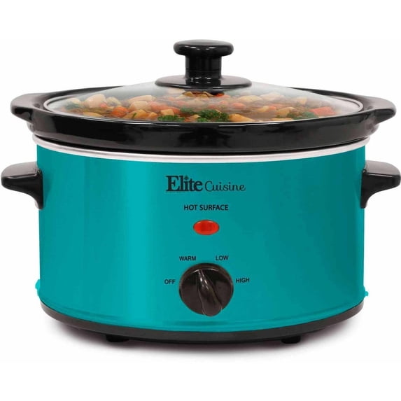 Elite Gourmet MST-275XP 2 Qt Oval Slow Cooker, Turquoise