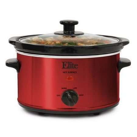 Elite Gourmet - 2Qt. Oval Slow Cooker - Red