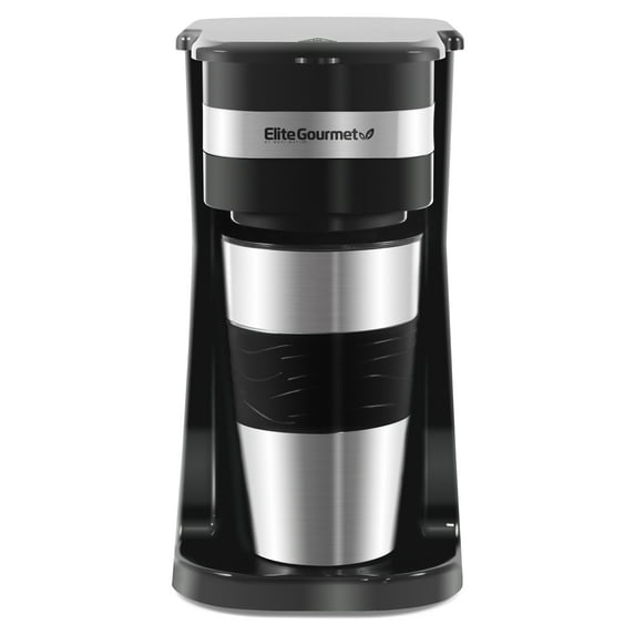 Elite Gourmet Single Serve Personal Coffee Maker with Stainless Steel Travel Mug