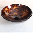 thumbnail image 1 of Elite Hand Painted Opaque Metallic Copper/Bronze on Dark Brown Tempered Glass Bathroom Vessel Sink with Oil Rubbed Bronze Pop-up Drain and Mounting Ring - 1204+P01008ORB, 1 of 6