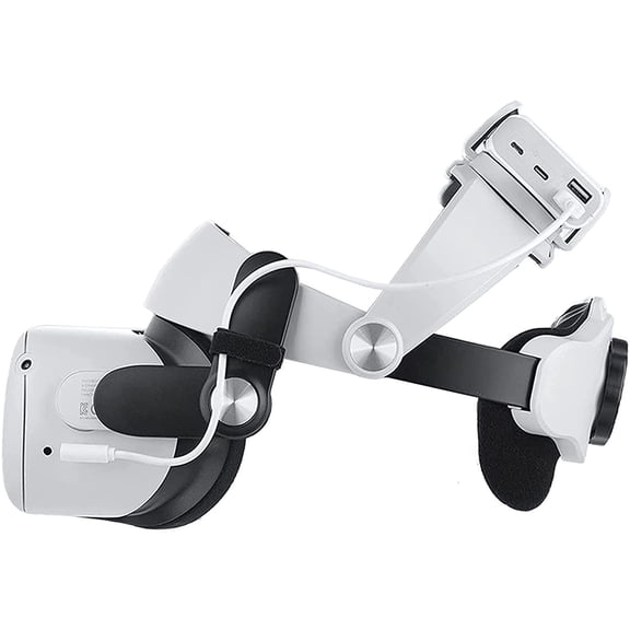 Elite Head Strap for Quest 2 with External Battery Holder, VR Accessory with Upgraded Headrest, Adjustable Headband, External Battery Not Included-White