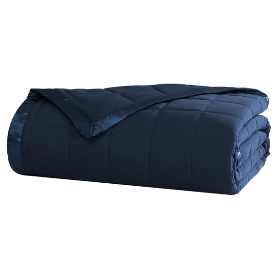 Beatrice Home Fashions, Down Alt Blanket with Satin Trim, Twin, Insignia Blue