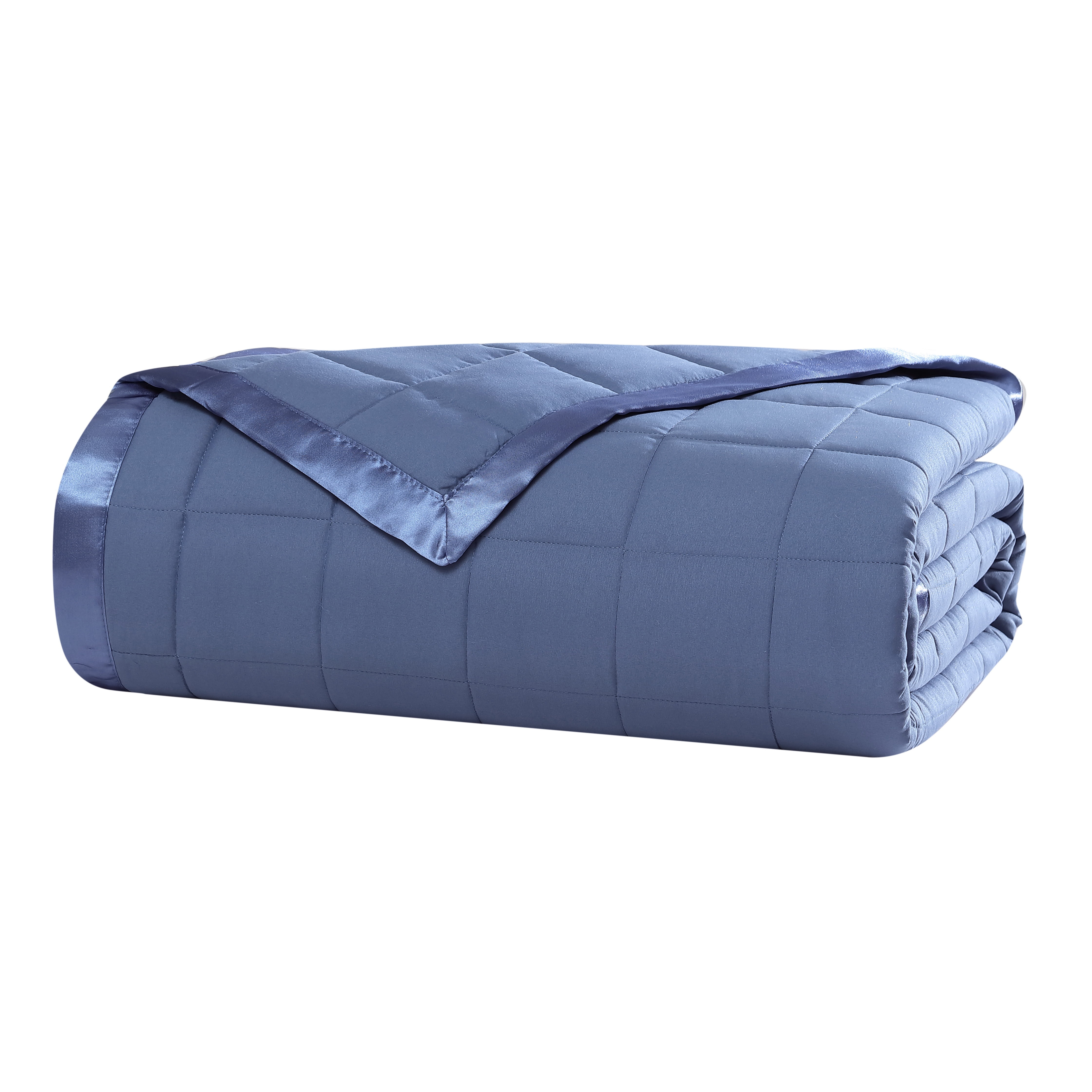 Beatrice Home Fashions, Down Alt Blanket with Satin Trim, Twin, Medium Blue