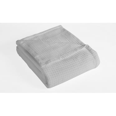 Elite Home Grand Hotel Cotton Basket Weave Throw Blanket, Twin, White