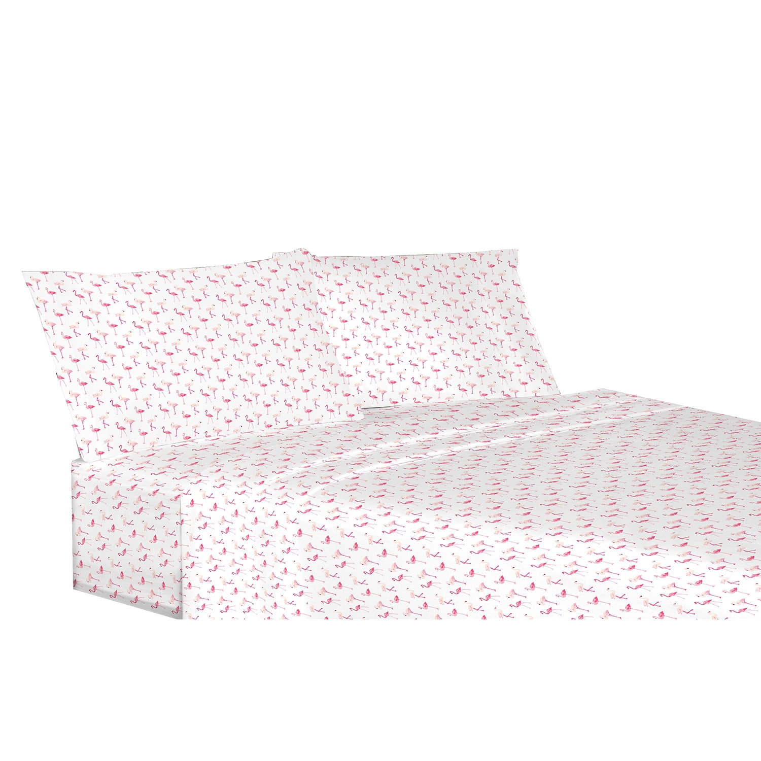 Full Pink Flamingo Print Microfiber Sheet Set