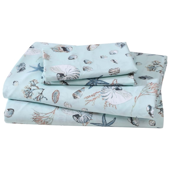 Beatrice Home Fashions Coastal Print Microfiber 4PC Sheet Set King Oceanside Sea