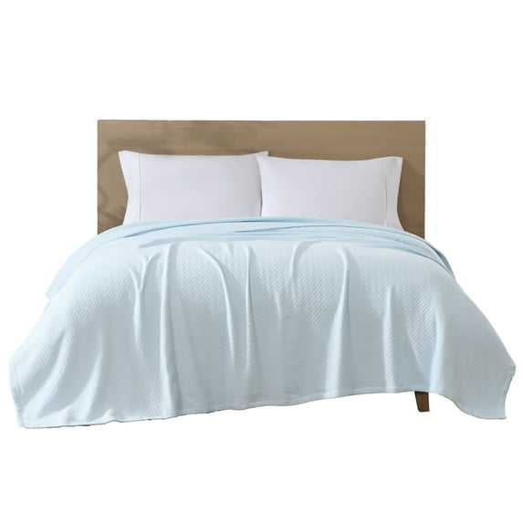 Beatrice Home Fashions, GOTS Organic Cotton Blanket, Twin, Ice Blue