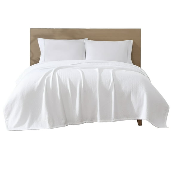Beatrice Home Fashions, GOTS Organic Cotton Blanket, Twin, White