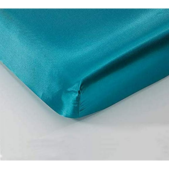 Elite Home Products Super Soft & Silky Satin Crib Fitted Sheet 28" X 52" + 9" (Solid/Deep Pocket) (Teal)