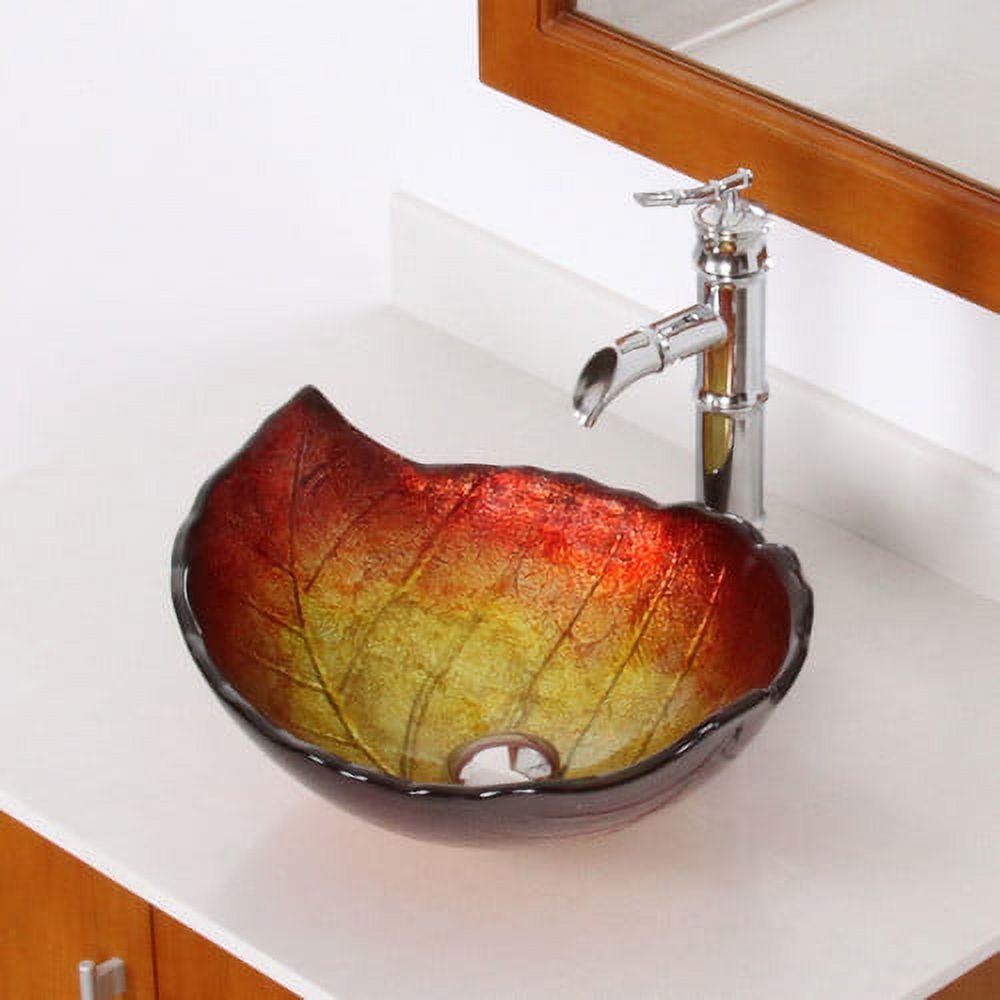 Elite Hot Melted Summer Leaf Shaped Bowl Specialty Glass Specialty Vessel Bathroom Sink