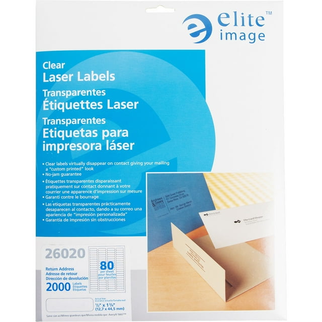 Elite Image Clear Address Laser Labels, Clear, 2000 / Pack (Quantity)