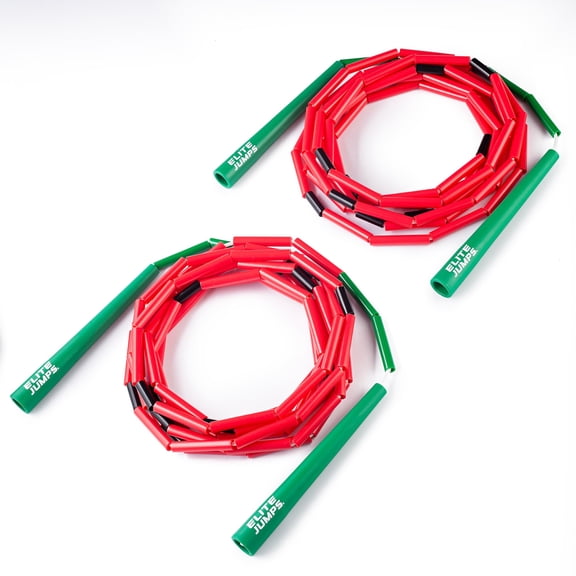 Elite Jumps Double Dutch Jump Rope 14ft, 2 Pack | 2" Beaded Double Dutch Jump Rope for Adults & Kids | Made with Unbreakable Handles and Shatterproof Beads