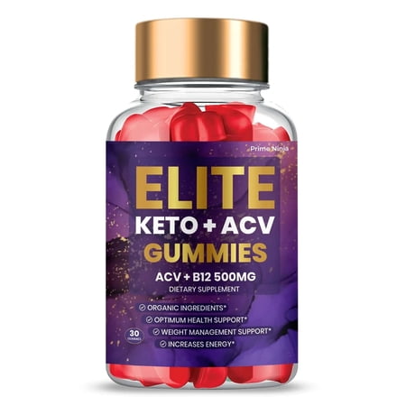 Elite Keto ACV Gummies, Maximum Strength, Advanced Formula with Apple Cider Vinegar (1 Bottle)