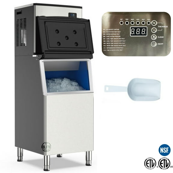 Elite Kitchen 22-Inch Commercial Ice Maker, 350 lbs/24H, Stainless Steel Electric Cube Ice Machine with Water line Hook up