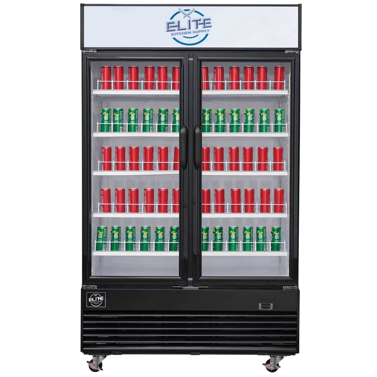 NSF 48" 2-Door Glass Merchandiser Refrigerator, 35 Cu.Ft. Commercial Beverage Display Cooler, LED Lighting