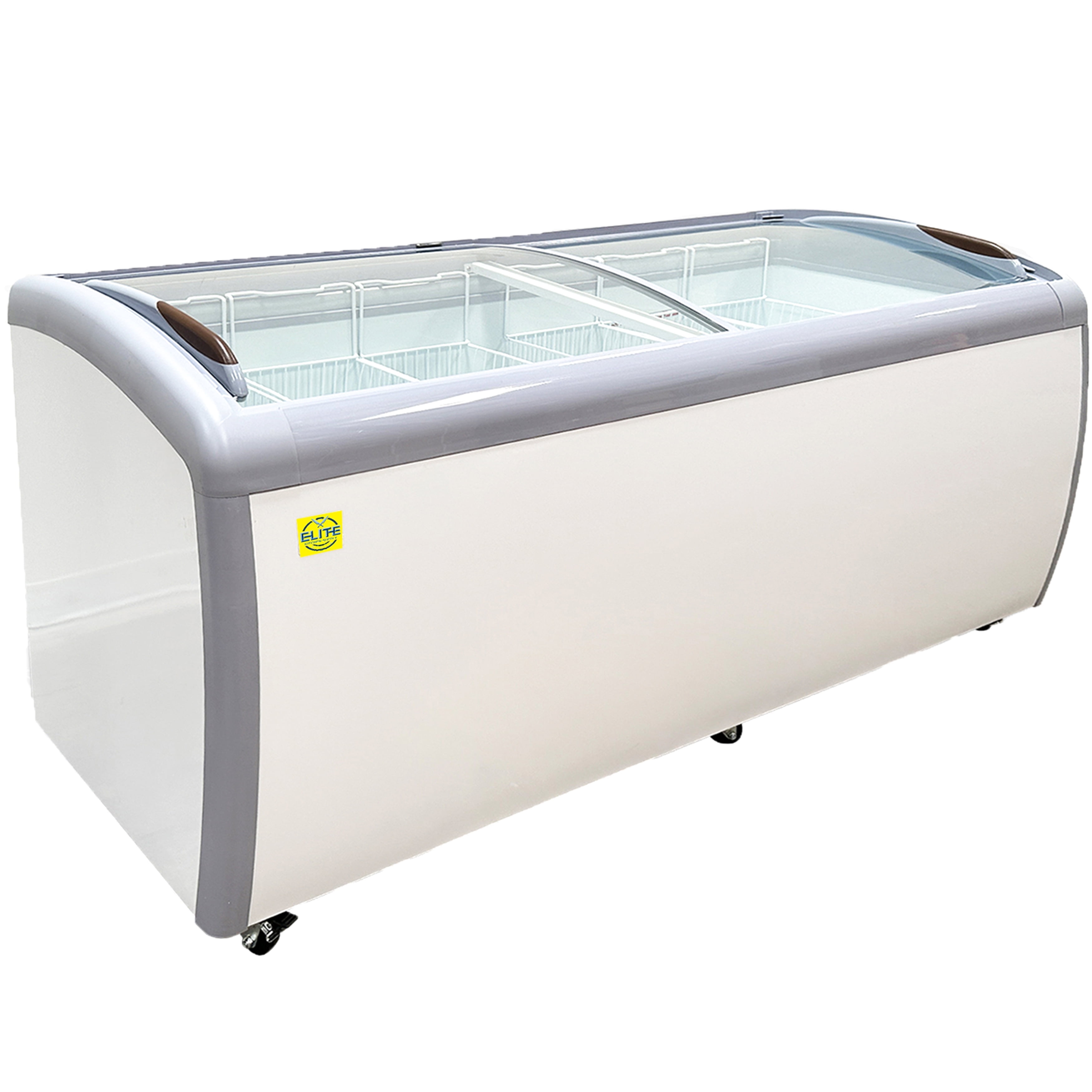Elite Kitchen Supply 14.8 cu ft Commercial Chest Freezer, Manual Defrost, 72 in. Curved Glass Lid