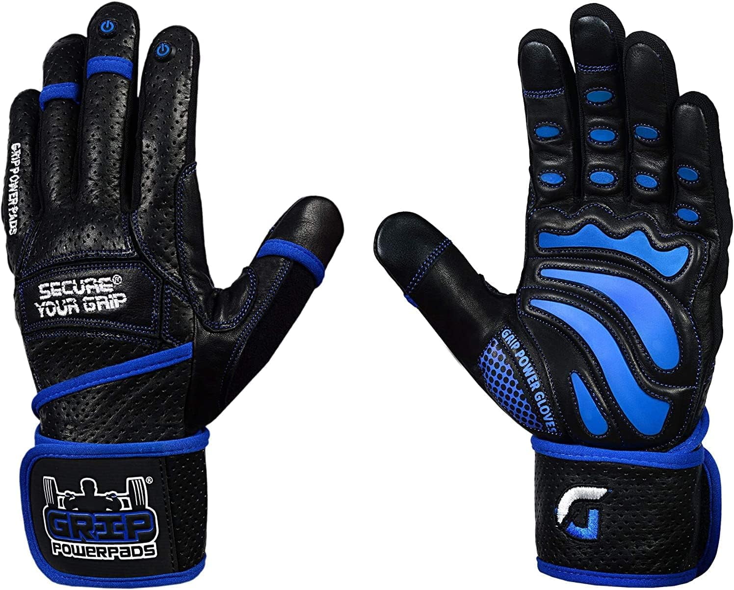 Elite Leather Gym Gloves with Built in 2" Wide Wrist Wraps Grip