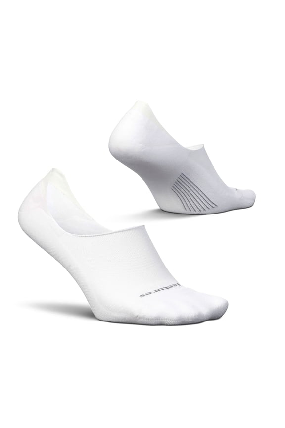 Feetures Elite Light Cushion Invisible Socks - Anti-Slip Sport Sock Liner with Targeted Compression - White, S (1 Pair)
