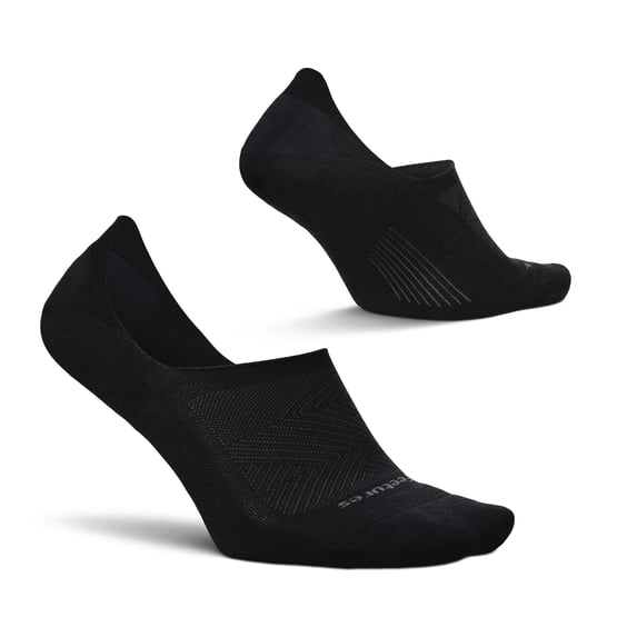 Feetures Elite Light Cushion Invisible Socks - Anti-Slip Sport Sock Liner with Targeted Compression - Black, S (1 Pair)