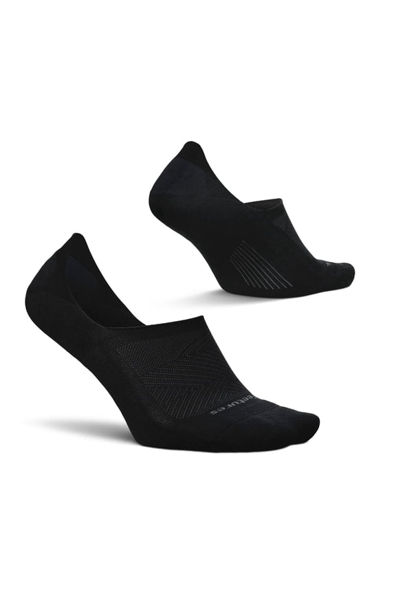 Feetures Elite Light Cushion Invisible Socks - Anti-Slip Sport Sock Liner with Targeted Compression - Black, S (1 Pair)