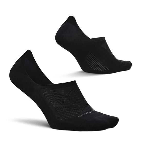 Feetures Elite Light Cushion Invisible Socks - Anti-Slip Sport Sock Liner with Targeted Compression - Black, S (1 Pair)