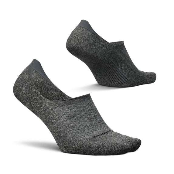 Feetures Elite Light Cushion Invisible Socks - Anti-Slip Sport Sock Liner with Targeted Compression - Gray, S (1 Pair)