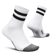 Feetures Elite Light Cushion Mini Crew Sock - Sport Sock with Targeted Compression - Off-White, M 1 Pair