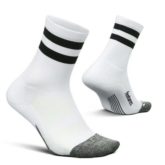 Feetures Elite Light Cushion Mini Crew Sock - Sport Sock with Targeted Compression - Off-White, L (1 Pair)