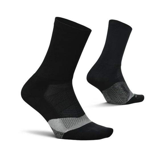 Feetures Elite Light Cushion Mini Crew Sock - Sport Sock with Targeted Compression - New Black, M (1 Pair)