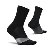 Feetures Elite Light Cushion Mini Crew Sock - Sport Sock with Targeted Compression - New Black, L 1 Pair