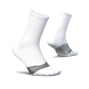 Feetures Elite Light Cushion Mini Crew Sock - Sport Sock with Targeted Compression - New White, M 1 Pair