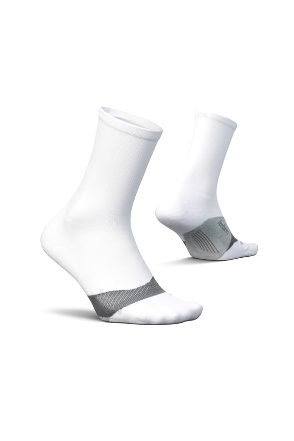 Feetures Elite Light Cushion Mini Crew Sock - Sport Sock with Targeted Compression - New White, M (1 Pair)