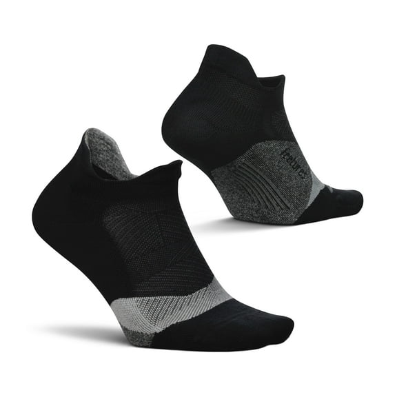 Feetures Elite Light Cushion No Show Tab Ankle Socks - Sport Sock with Targeted Compression - New Black, S (1 Pair)