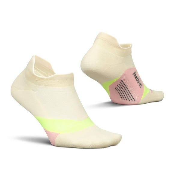 Feetures Elite Light Cushion No Show Tab Ankle Socks - Sport Sock with Targeted Compression - Sandy Melon, L (1 Pair)