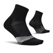 Feetures Elite Light Cushion Quarter Solid - Sport Sock with Targeted Compression - New Black, S 1 Pair