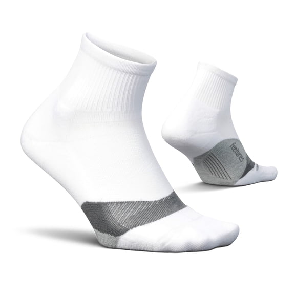 Feetures Elite Light Cushion Quarter Solid - Sport Sock with Targeted Compression - New White, XL (1 Pair)