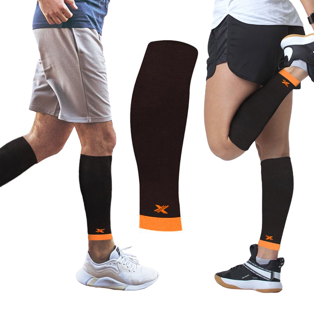 1Pair Sport Compression Calf Sleeves–Calf Cramp and Shin Splint Sleeves–Leg  Compression Socks 20-30 mmHg for Pain Relief,Running Color: 2-White
