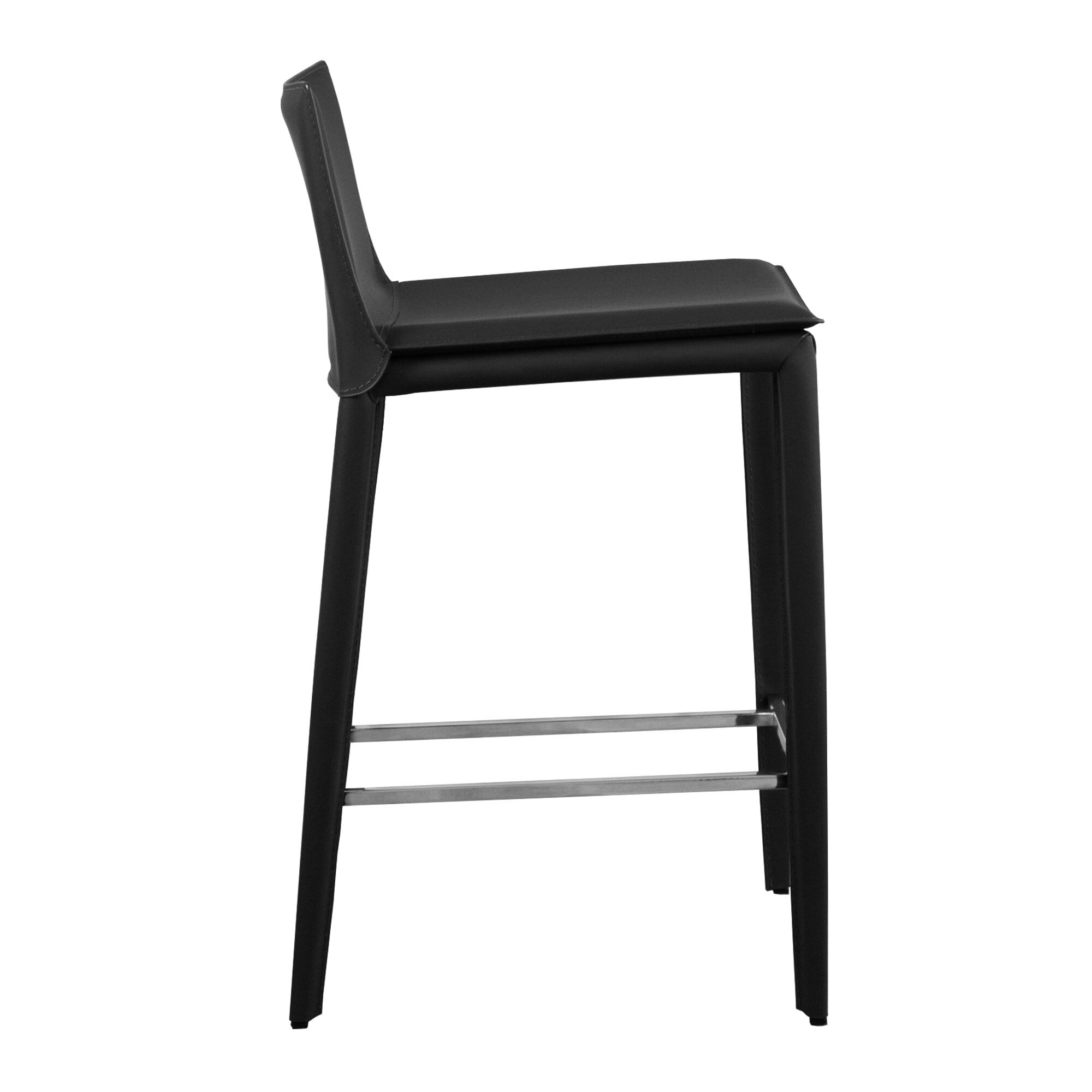 Elite Living Hilton 25.5" Leather Counter Stool (Single) Black