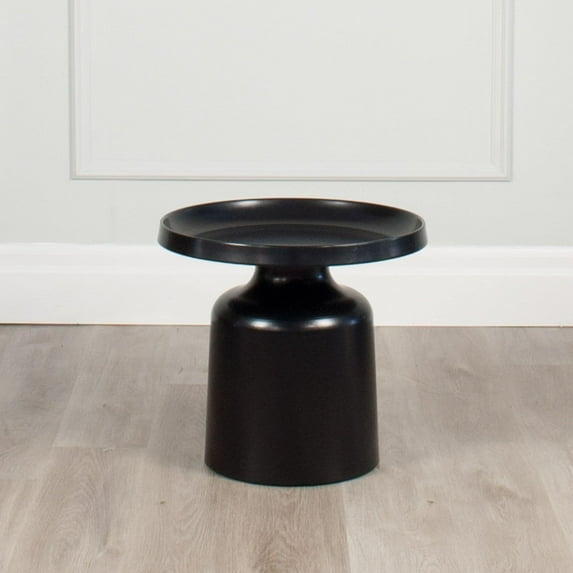 Elite Living Klay Minimalist Metal Pedestal Side Table, 20-inch Diameter Black