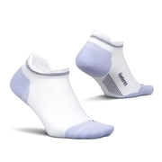 Feetures Elite Max Cushion No Show Tab Ankle Socks - Sport Sock with Targeted Compression - White Lilatech, S 1 Pair