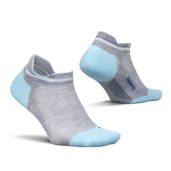 Feetures Elite Max Cushion No Show Tab Ankle Socks - Sport Sock with Targeted Compression - Gray Sky, M (1 Pair)