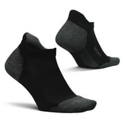 Feetures Elite Max Cushion No Show Tab Ankle Socks - Sport Sock with Targeted Compression - New Black, M 1 Pair