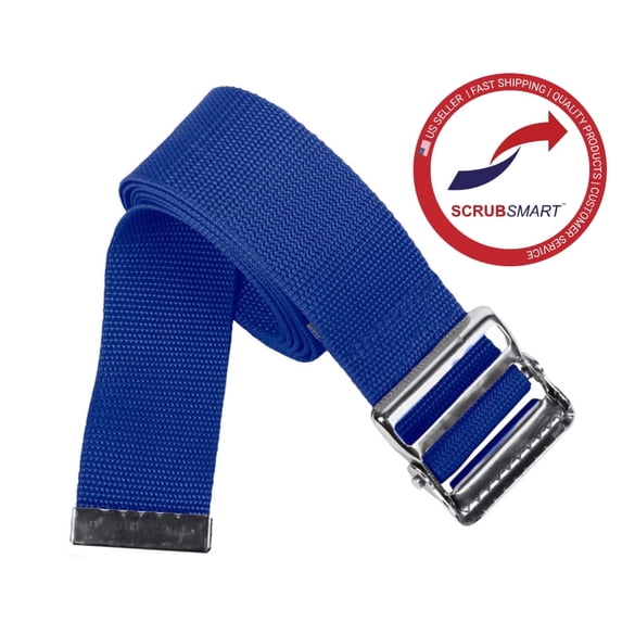 EMI 60" Gait Transfer Belt with Metal Buckle – Royal Blue Cotton Mobility Aid for Patient Transfer & Ambulation