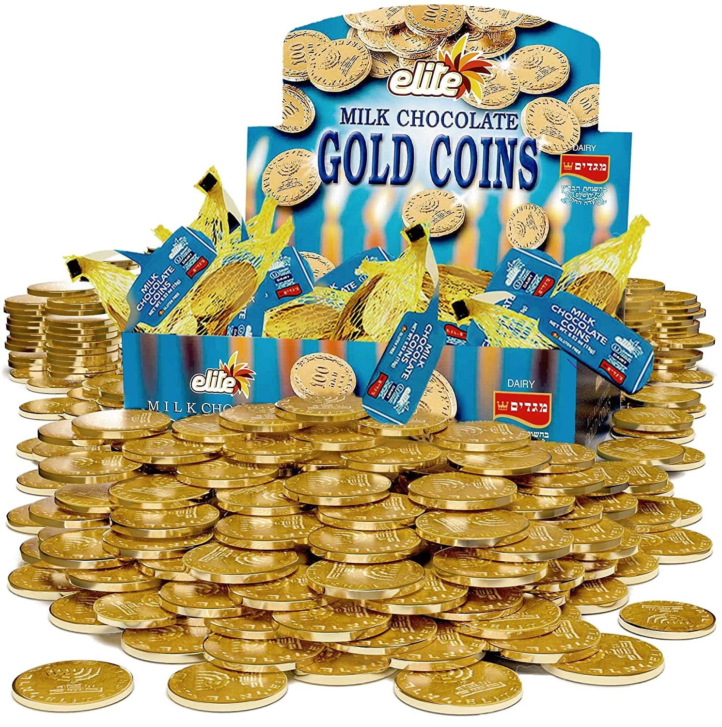 Elite Milk Chocolate Gold Coins, Individually Wrapped, Mesh Bags Filled