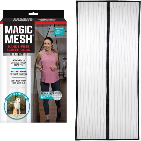 Elite- More Durable Magnetic Screen Door, Reinforced Seam, Strong & Hidden Magnets- Keeps Bugs Out, Fits Single Doors up to 39"x83"