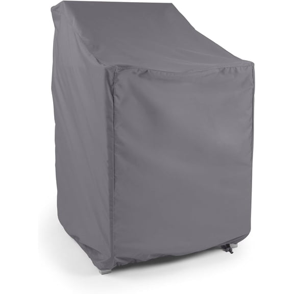 Elite Outdoor Stacking Chair Cover Water-Resistant Polyester Patio Chair Protector, Drawcord Hem, Mesh Vent, Fits Most Garden & Deck Chairs, 26W x 28D x 48H, Charcoal